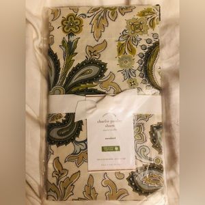 Pottery Barn Green, Tan, Blue Charlie Paisley Standard Sham Organic Cotton